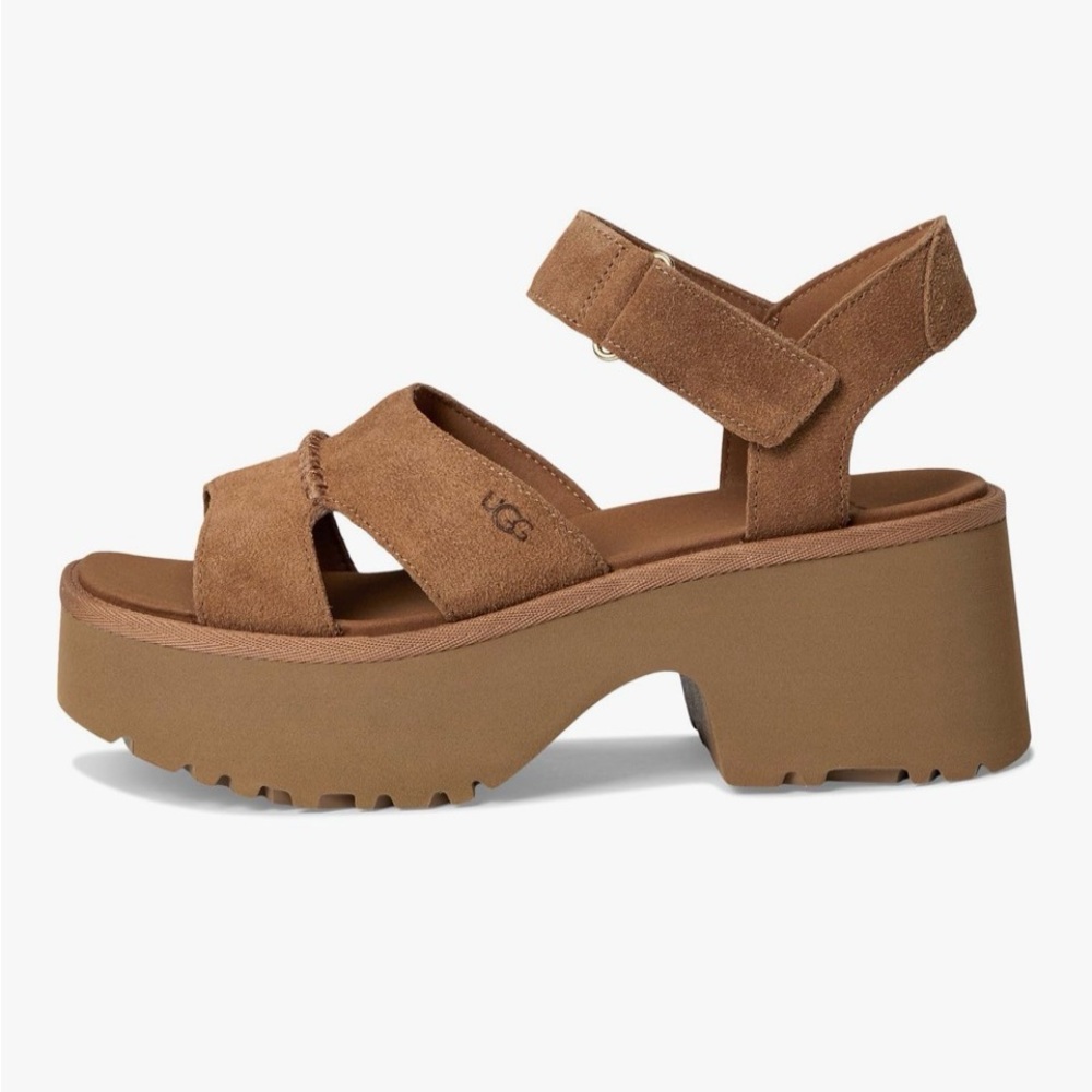 UGG Women's Brown Suede Platform Sandals - Picture 2 of 7